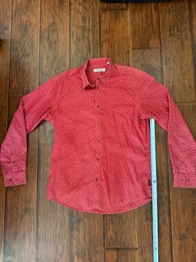 Ben Sherman Red Long-Sleeve Button-Down with White Micro Dots